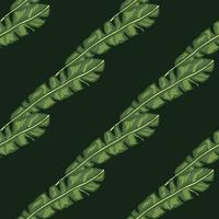 Diagonal botanical tropic leaves green print seamless pattern. vector