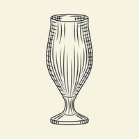 vaso de cerveza vintage dibujado a mano. vaso de cerveza pilsner vacío aislado sobre fondo claro vector