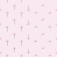 Little dandelion silhouettes seamless pattern in hand drawn style. Pink pastel palette. Decorative meadow print. vector