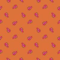 Hand drawn seamless love pattern with little cute pink heart abstract shapes. Orange background. vector