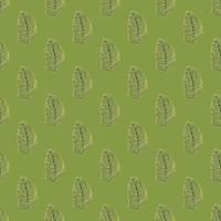 Organic palm leaf seamless pattern with hand drawn foliage print. Simple color background. Vector illustration for seasonal textile.