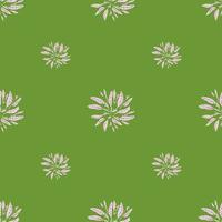 Minimalistic style seamless spring nature pattern with light leaf silhouettes. Green background. Doodle artwork. vector