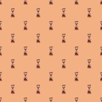 Hand drawn seamless pattern with hourglass elements print. Pink coral background. Decorative print. vector