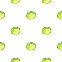 Seamless pattern iceberg salad on white background. Minimalism ornament with lettuce. vector