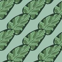 Seamless pattern Spinach salad on blue striped background. Abstract ornament with lettuce. vector