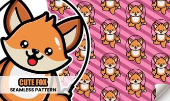 Cute fox seamless pattern vector