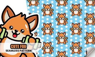 Cute fox seamless pattern vector