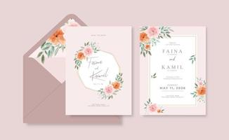 hermosa y elegante plantilla de tarjeta de boda con sobre vector