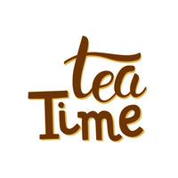 Tea Time hand drawn lettering. Template for poster, card, banner and flyer vector