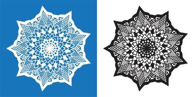 conjunto de adornos de mandala en blanco y negro y azul y blanco vector