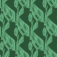 Decorative seamless pattern with simple contoured leaf elements. Green artwork. vector