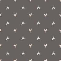 Seamless pattern of rooster. Domestic animals on colorful background. Vector illustration for textile.