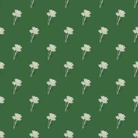 Seamless pattern chamomile on green background. Beautiful ornament summer flowers. vector