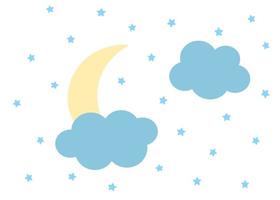 Night starry sky, moon and clouds. For banner, poster, flyer, postcard vector