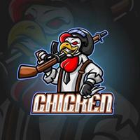 Chicken mascot esport logo design.