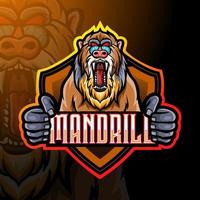 mascota de mandril enojado. diseño de logotipo deportivo vector