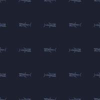 Basking shark seamless pattern in scandinavian style. Marine animals background. Vector illustration for children funny textile.
