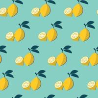 Seamless pattern with lemons on blue background vector