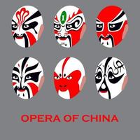 Peking opera white make-up set vector