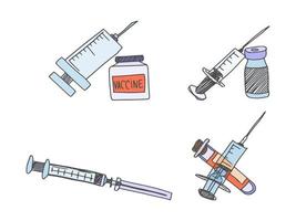 syringes and vaccine medical stock. vector doodle