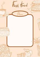 orange food doodle sketch menu template. vector