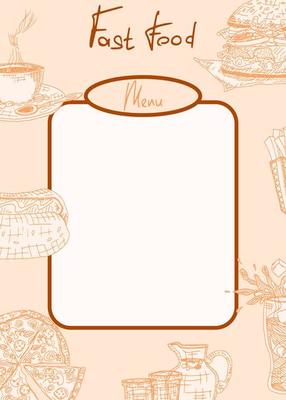 orange food doodle sketch menu template. vector