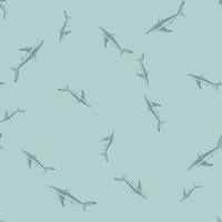 Seamless pattern Blue shark on pastel turquoise background. Texture of marine fish for any purpose. vector