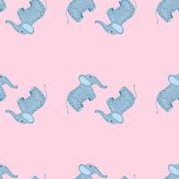 Elephant cute seamless pattern. Background with kids toy. vector