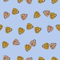 Cute mugs seamless pattern. Background of teatime. vector