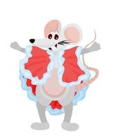 gracioso animal ratón disfrazado de navidad vector