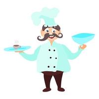 the chef offers to taste aromatic coffee. food vector