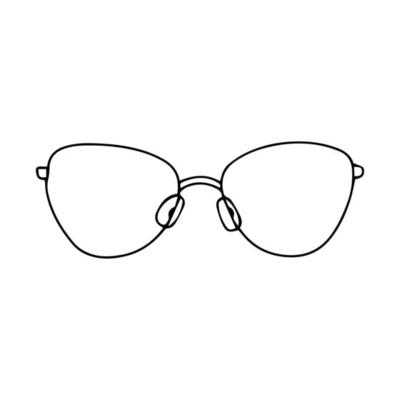 Eyeglasses isolated on white background. Optical element for vision correction in doodle style.