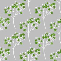 Decorative seamless pattern with green gypsophila elements print. Blue pale background. Simple style. vector