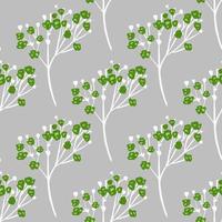 Decorative seamless pattern with green gypsophila elements print. Blue pale background. Simple style. vector