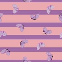 Butterfly pattern seamless in freehand style. Cute insect which fly in a meadow on colorful background. Vector illustration for textile.