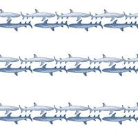 Reef shark seamless pattern in scandinavian style. Marine animals background. Vector illustration for children funny textile.