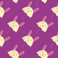 Umbrella bunny seamless pattern. Funny characters background. vector