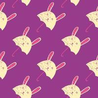 Umbrella bunny seamless pattern. Funny characters background. vector