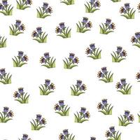 Seamless pattern with blue bell decorative print. Isolated botanic artwork. Floral backdrop. vector
