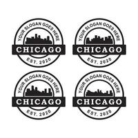 un conjunto de vector de horizonte de chicago, un conjunto de logotipo de rascacielos de chicago