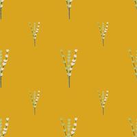 Seamless pattern in minimalistic style with white lavender ornament. Orange ocher tones background. vector