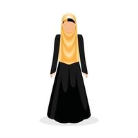 mujer del medio oriente. hiyab árabe tradicional, ropa de niña étnica vector