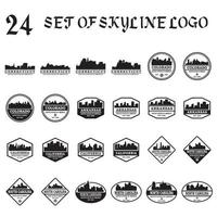 Set of skyline silhouette vector , Set of skyscraper silhouette logo