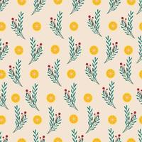 Branches with orange seamless pattern. Vector print flat cartoon style.
