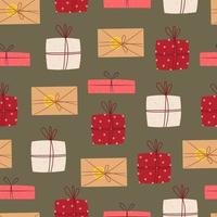 Gift boxes seamless pattern. Vector print flat cartoon style