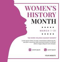 Women's history month banner design with woman silhouette vector