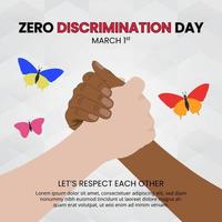 Zero discrimination day background hand hug each other vector