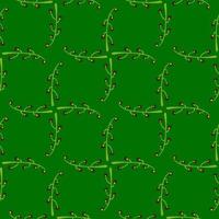 Bright seamless pattern with branches and berries ornament. Green background. Nature print. vector