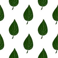 Isolated botanic print with green leaves seamless pattern. White background. Nature backdrop. vector