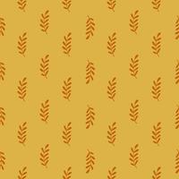 Tropical seamless pattern with floral leaves branches silhouettes. Orange background. Simple print. vector